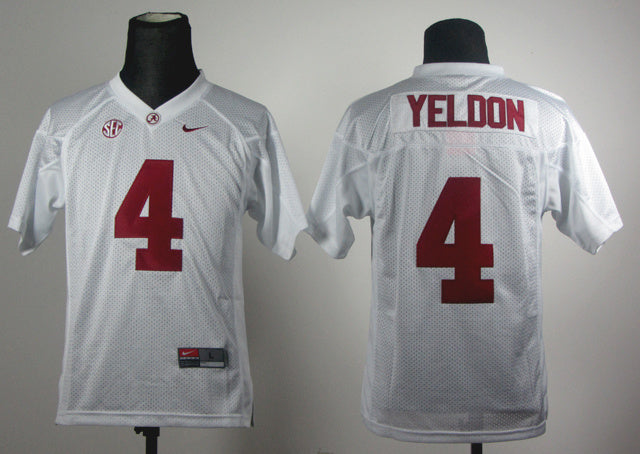 Youth T.J Yeldon 4 White 2012 SEC Patch College Football Jersey football jersey product view 1