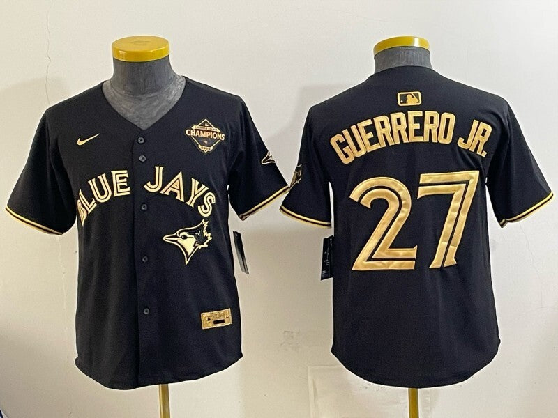 Youth Toronto Blue Jays #27 Vladimir Guerrero Jr. Blue Jays Black Gold Youth Baseball Jersey baseball jersey product view 1