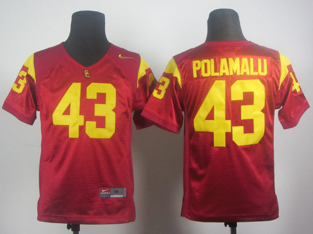Youth Troy Polamalu 43 Red Youth College Football Jersey football jersey product view 1