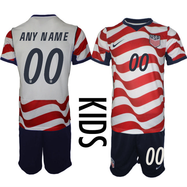Youth United States Custom White Red 2026 Home Soccer Jersey Suit sports jersey product view 1