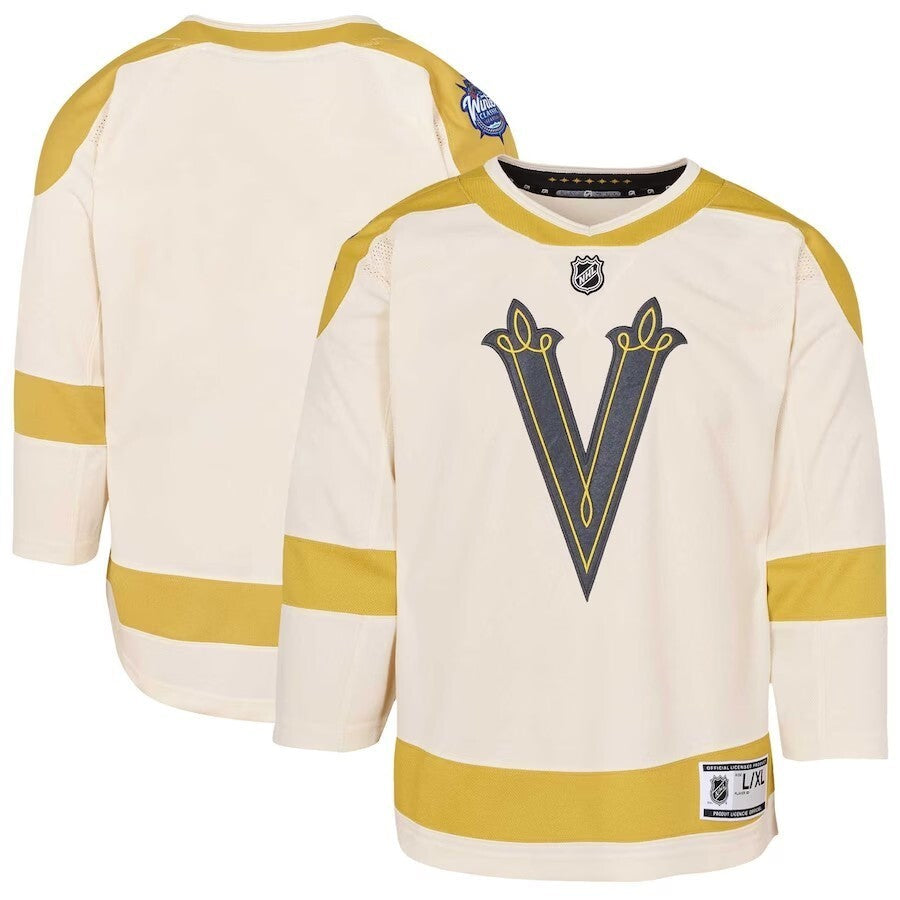 Youth Vegas Golden Knights 2024 NHL Winter Classic Premier Jersey - Cream Hockey Jersey hockey jersey product view 1