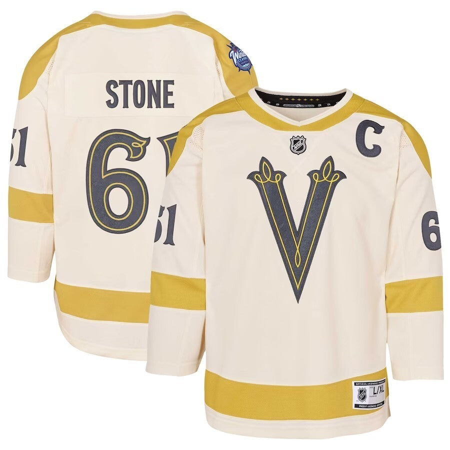 Youth Vegas Golden Knights #61 Mark Stone 2024 NHL Winter Classic Premier Player Jersey - Cream hockey jersey product view 1
