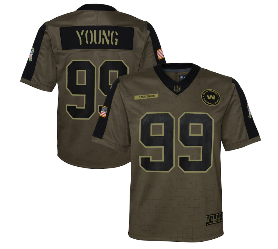 Youth Washington Redskins #99 Chase Young 21 New Salute Football Jersey football jersey product view 1
