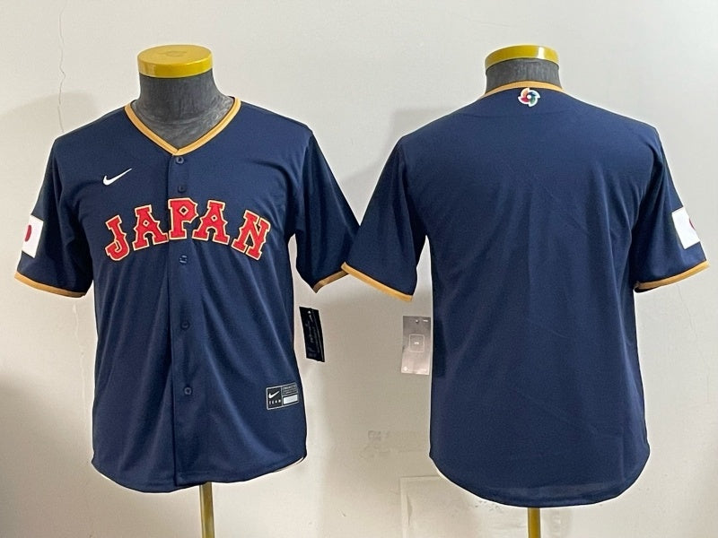 Youth japan baseball navy 2026 world baseball classic 26 World Cup Youth Style 3 Soccer Jersey baseball jersey product view 1