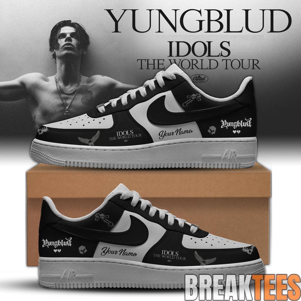 Yungblud IDOLS  The World Tour Custom Air Force 1 Sneaker Unisex T-shirt, Sweatshirt, Hoodie, Long Sleeve Tee - T-Shirt, Sweatshirt, Hoodie