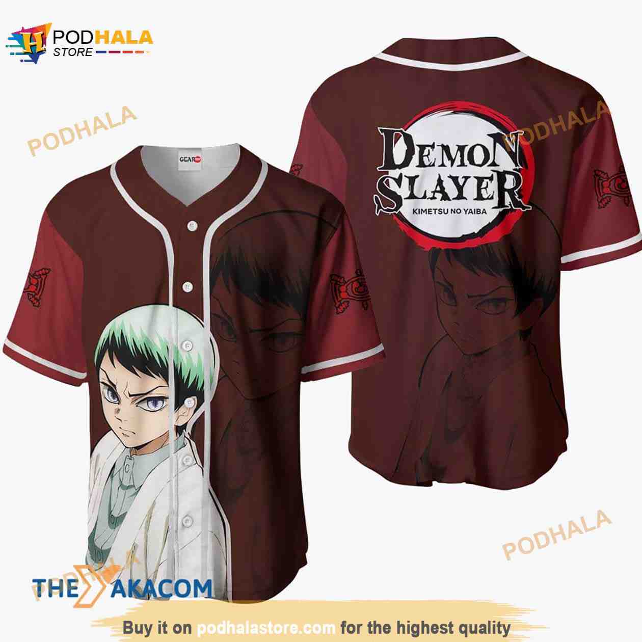 Yushiro Kimetsu Anime 3D Baseball Jersey Shirt baseball jersey product view 1