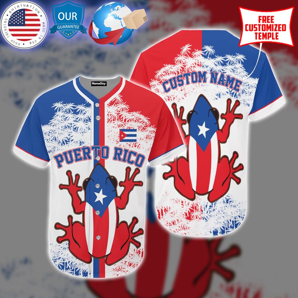 HOT Puerto Rico Coqui Frog Flag Custom Baseball Jersey baseball jersey product view 1
