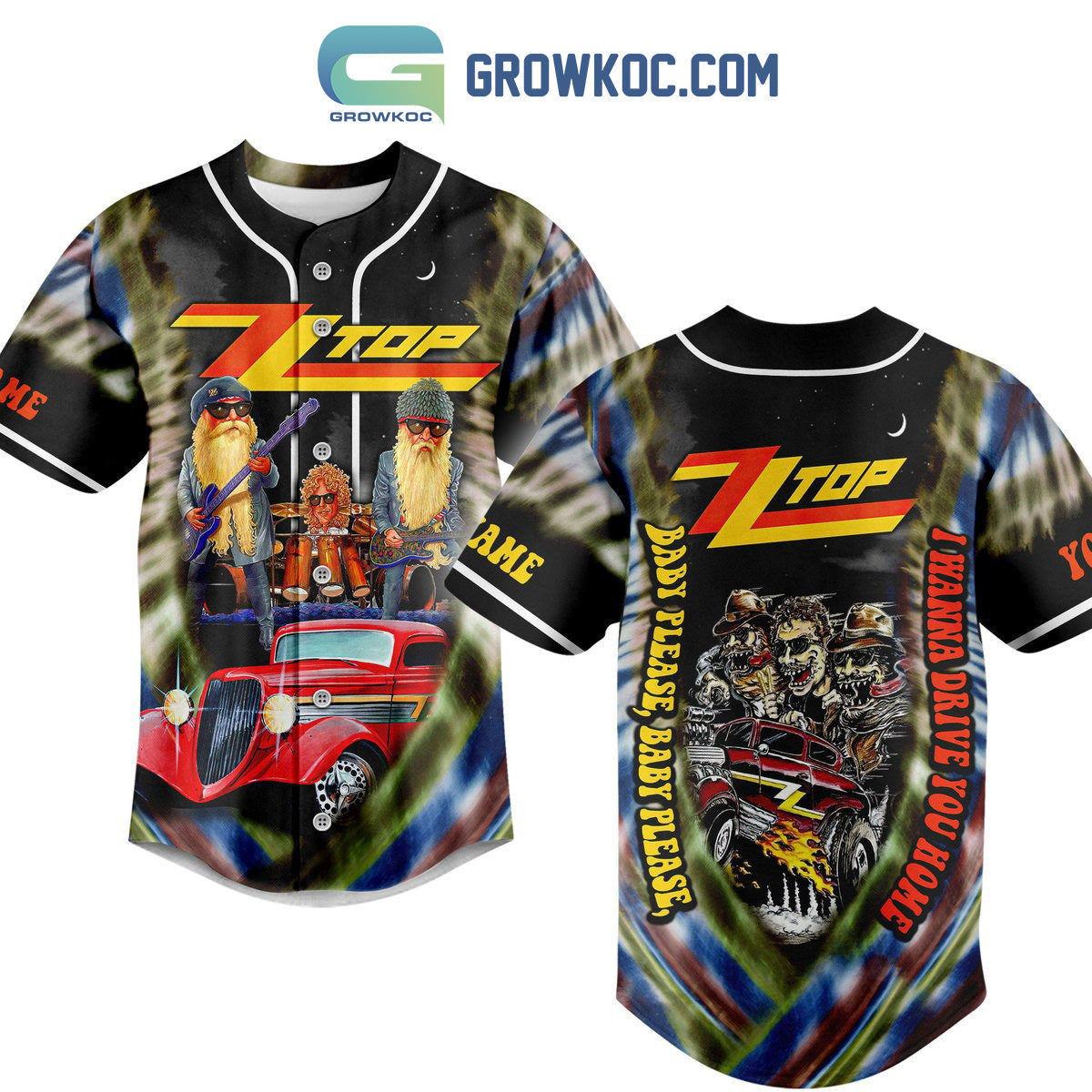 ZZTop Baby Please I Wanna Drive You Home Personalized Baseball Jersey baseball jersey product view 1