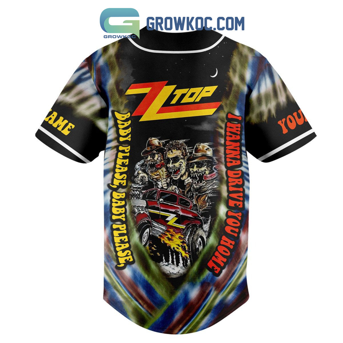 ZZTop Baby Please I Wanna Drive You Home Personalized Baseball Jersey baseball jersey product view 3