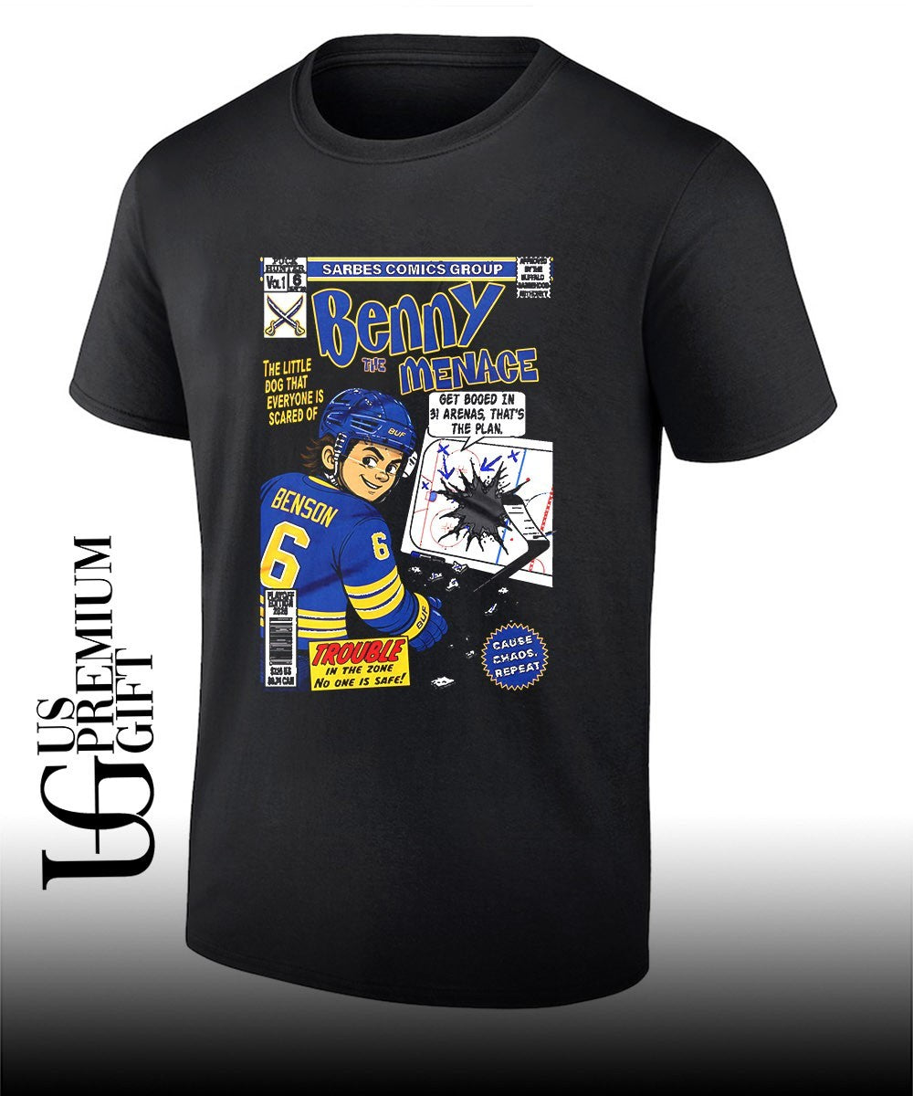 Zach Benson Benny the Menace Buffalo Sabres Hockey comic shirt Unisex T-shirt, Sweatshirt, Hoodie, Long Sleeve Tee - T-Shirt, Sweatshirt, Hoodie