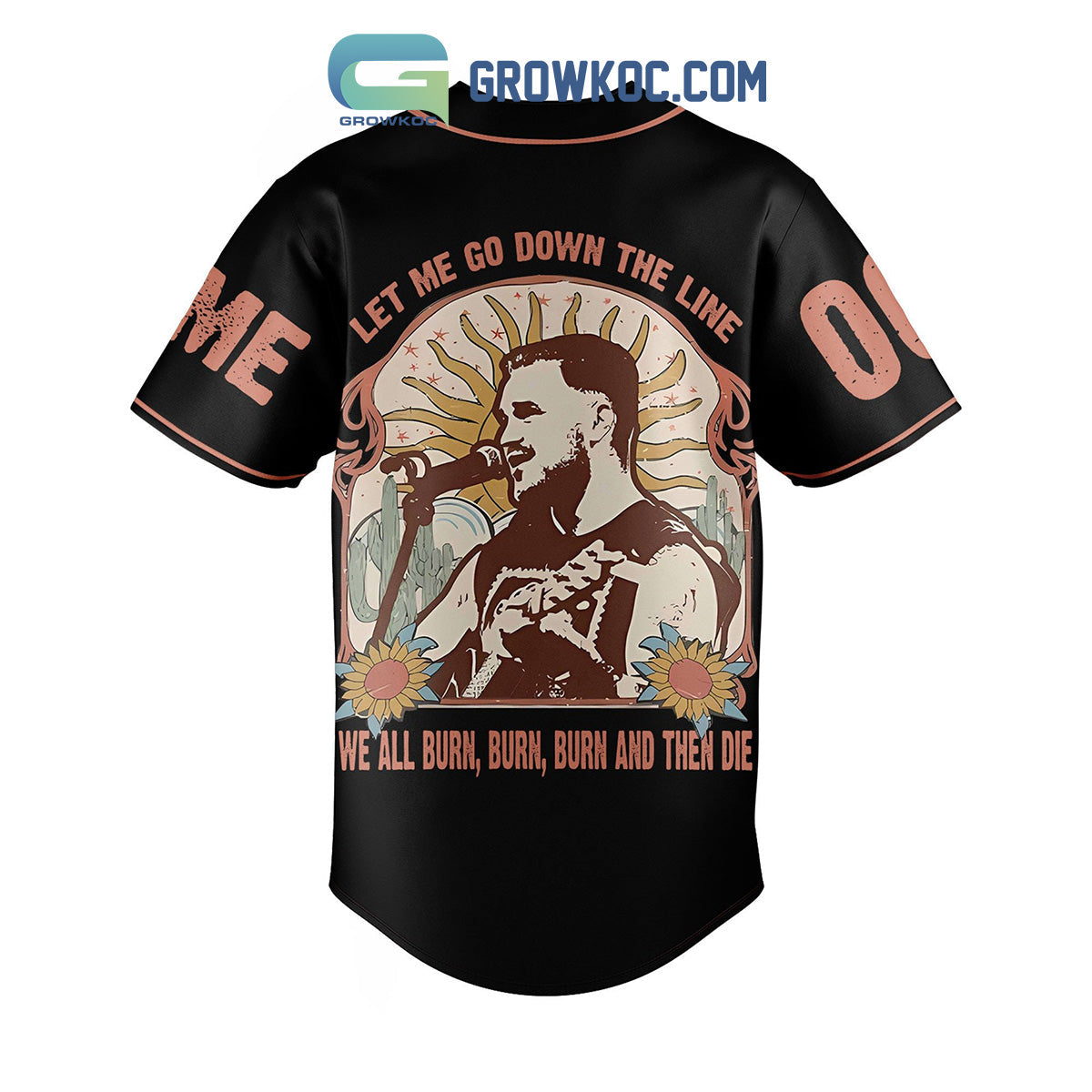 Zach Bryan Burn Burn World Tour Personalized Baseball Jersey baseball jersey product view 3