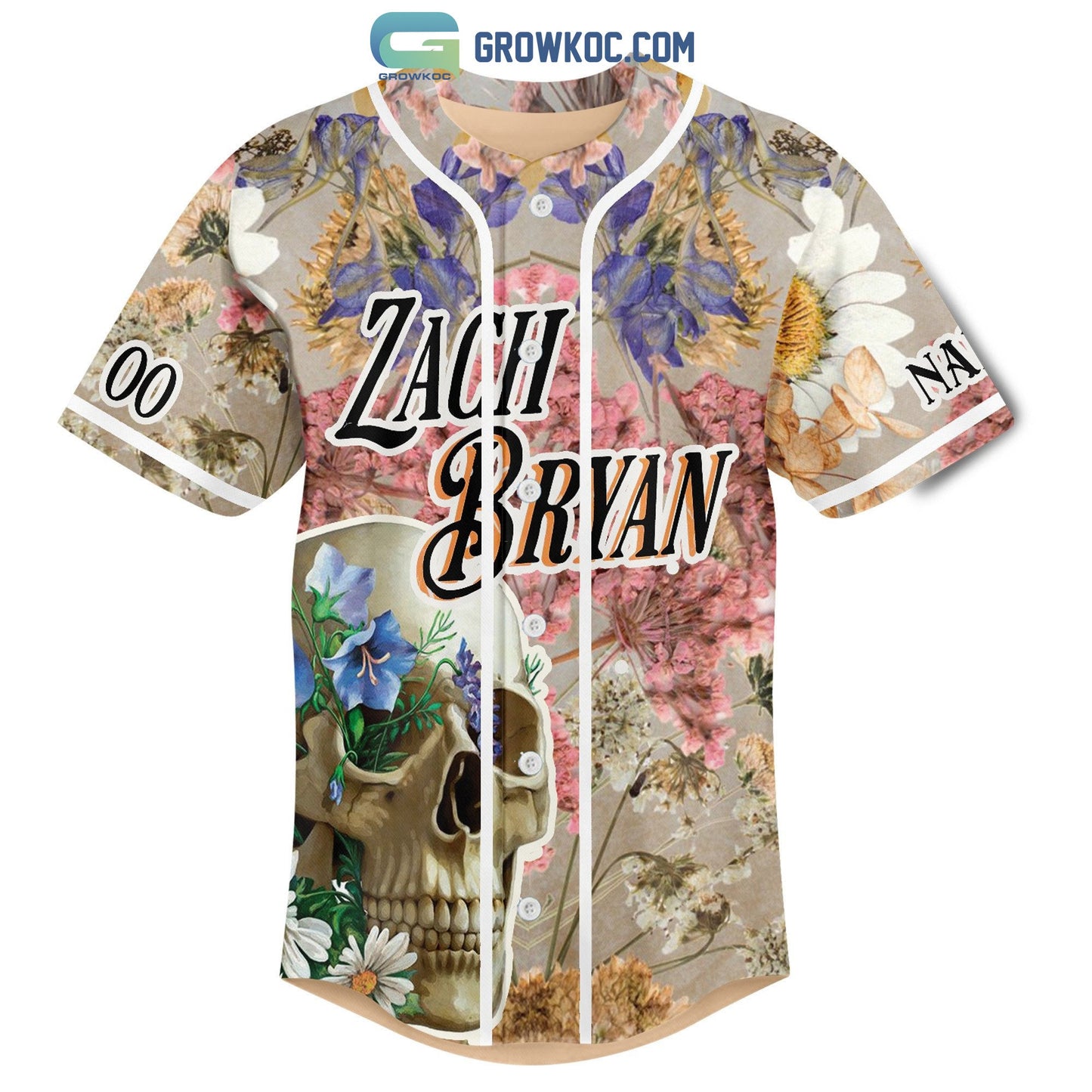 Zach Bryan Skull In The Darkest Part Of You Personalized Baseball Jersey baseball jersey product view 2