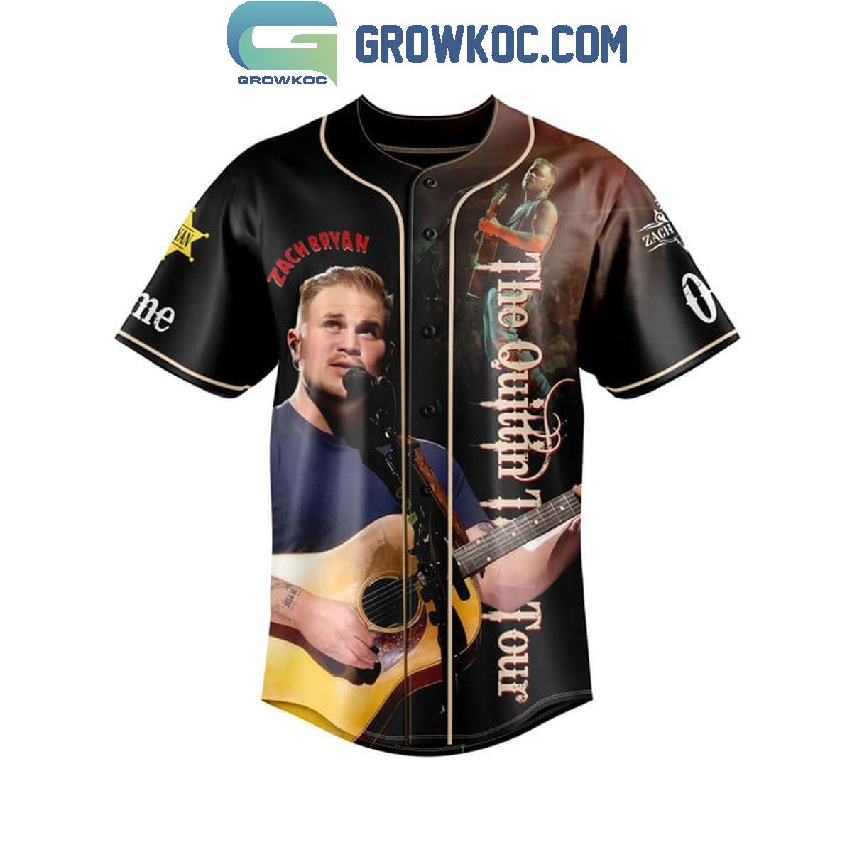 Zach Bryan The Schedule 2024 Of Time Quittin Time Tour Personalized Baseball Jersey baseball jersey product view 2
