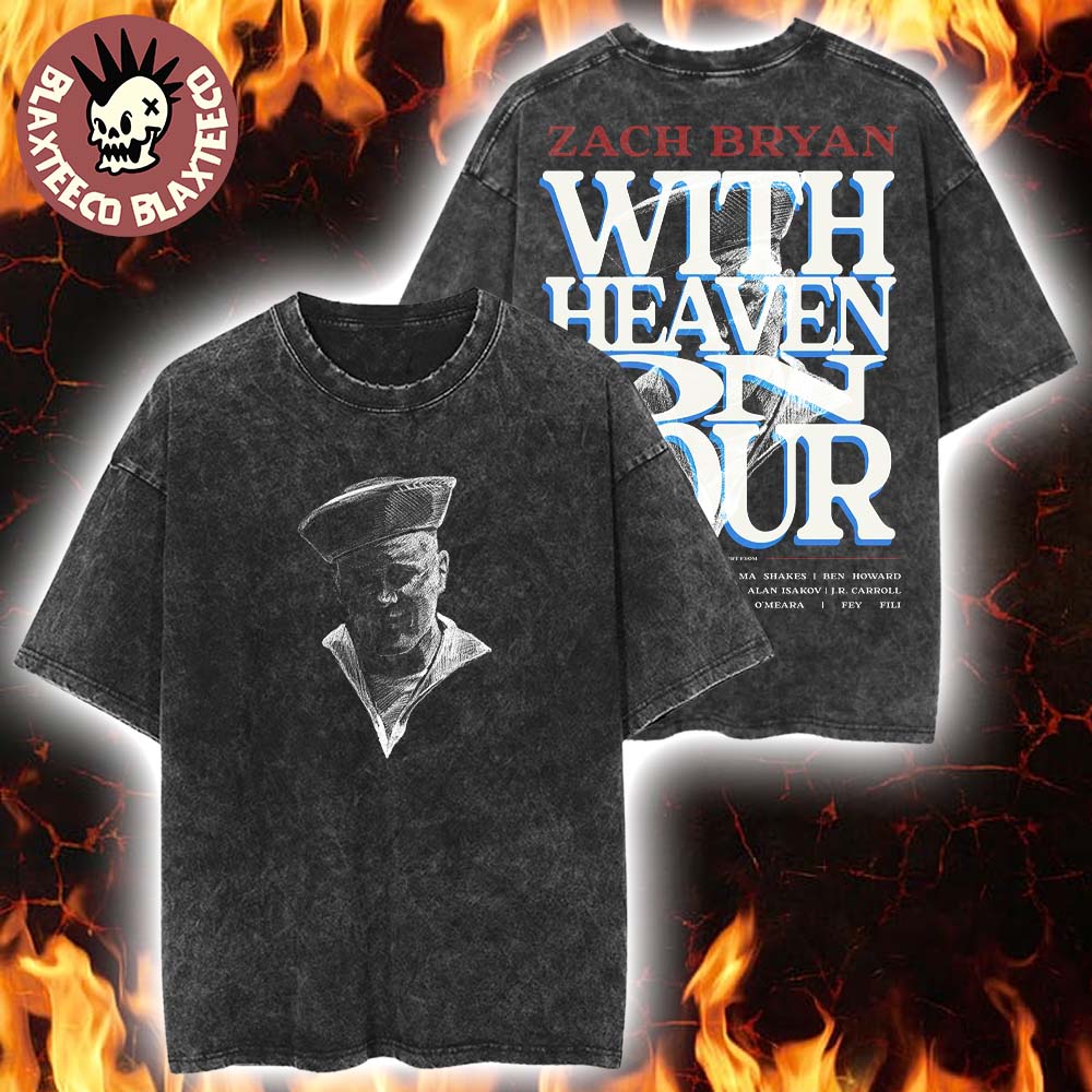 Zach Bryan With Heaven On Top Tour 2026 Merch With Dates Washed Black T-Shirt Unisex T-shirt, Sweatshirt, Hoodie, Long Sleeve Tee - T-Shirt, Sweatshirt, Hoodie