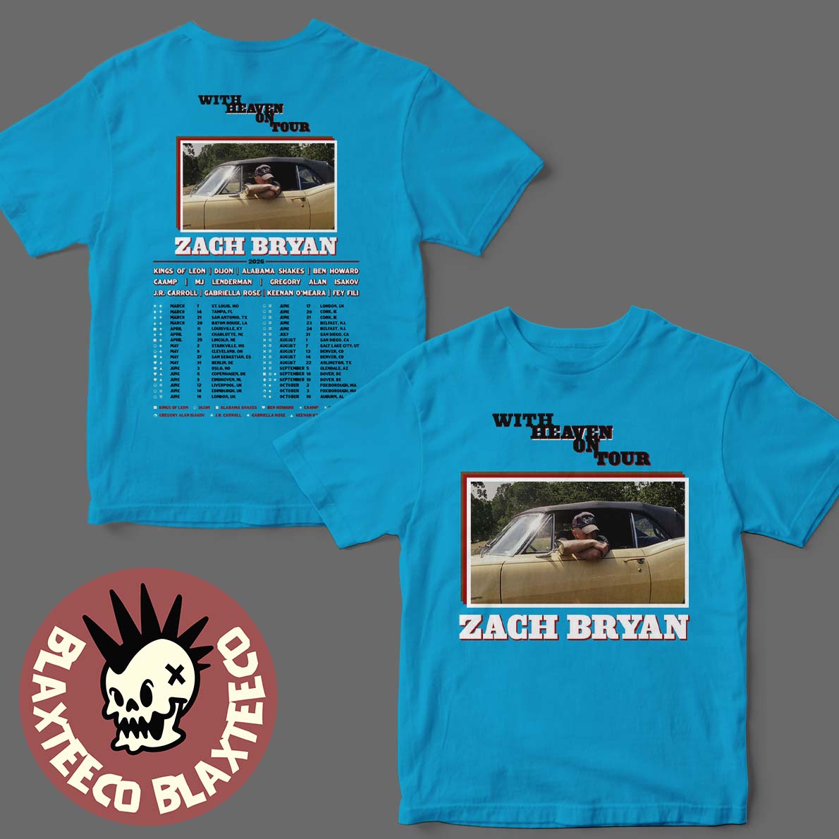 Zach Bryan With Heaven On Tour 2026 Schedule Tour Dates Two Sided T-Shirt Unisex T-shirt, Sweatshirt, Hoodie, Long Sleeve Tee - T-Shirt, Sweatshirt, Hoodie