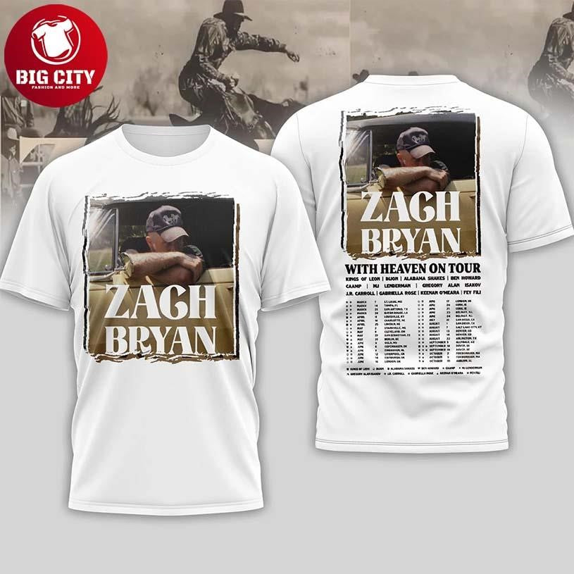 Zach Bryan With Heaven On Tour Shirt 2025 Country Folk Music Concert Two Sided Shirt Unisex T-shirt, Sweatshirt, Hoodie, Long Sleeve Tee - T-Shirt, Sweatshirt, Hoodie