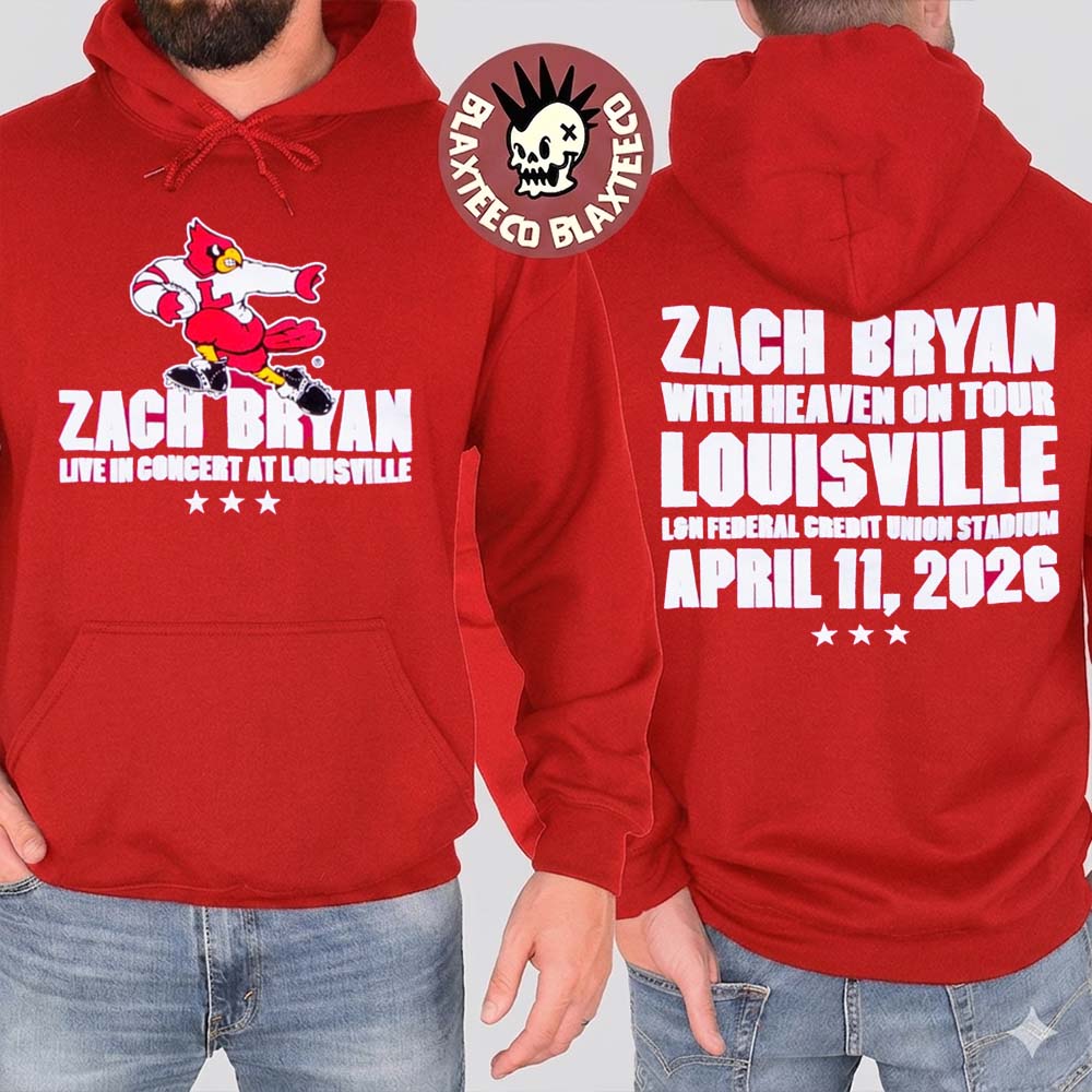Zach Bryan X Louisville Cardinals With Heaven On Tour 2026 In Louisville Kentucky Exclusive Merch On April 11 2026 Red Hoodie - T-Shirt, Sweatshirt, Hoodie
