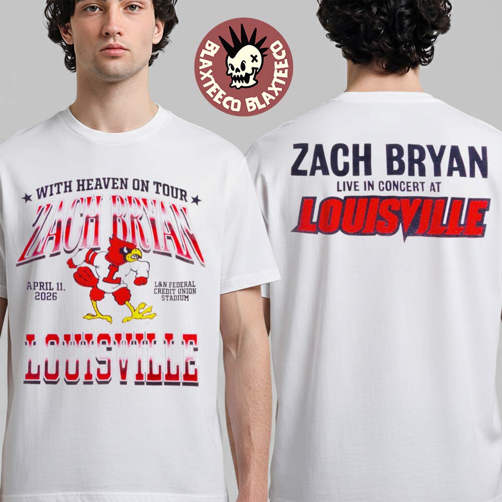 Zach Bryan X Louisville Cardinals With Heaven On Tour 2026 In Louisville Kentucky Exclusive Merch On April 11 2026 White T-Shirt - T-Shirt, Sweatshirt, Hoodie