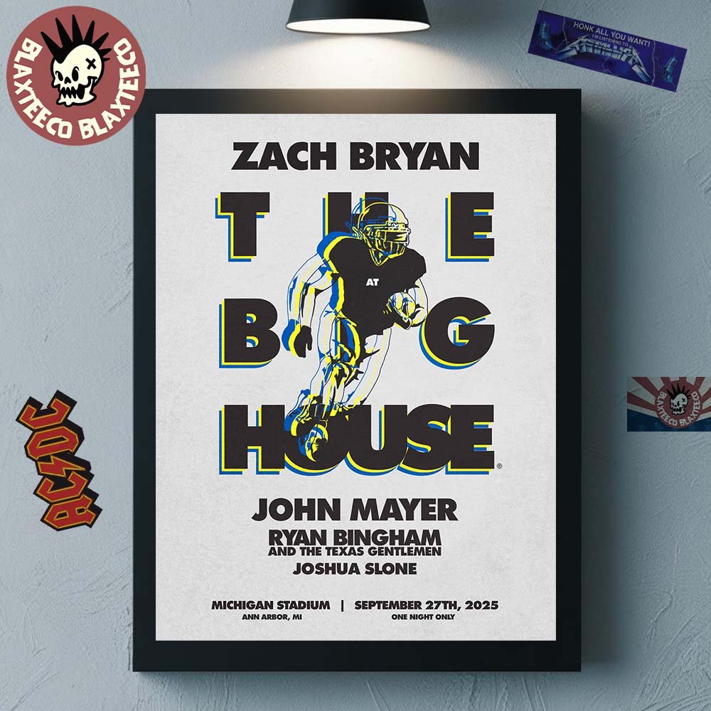 Zach Bryan x Michigan Wolverines Live From The Big House Ann Arbor Michigan On September 27 2025 Football Player Poster Canvas For Home Decor - T-Shirt, Sweatshirt, Hoodie