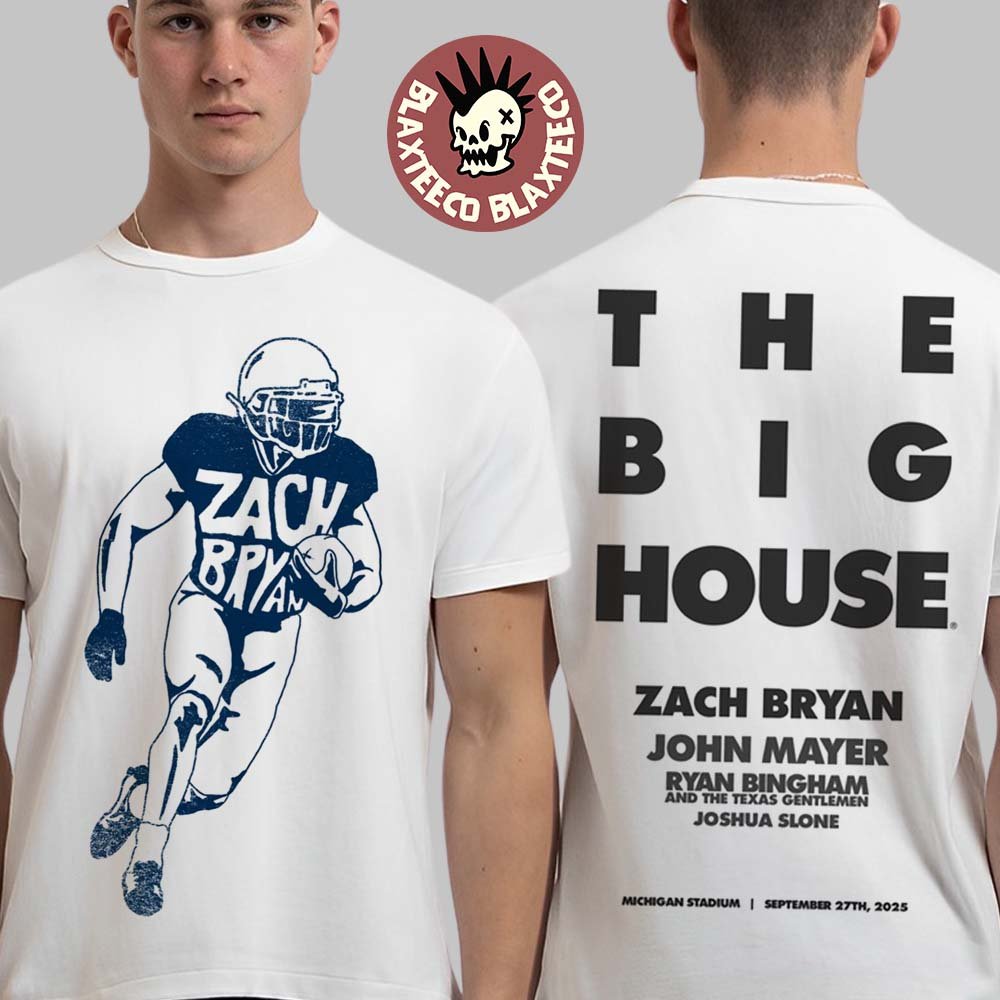 Zach Bryan x Michigan Wolverines Live From The Big House Ann Arbor Michigan On September 27 2025 Football Player White T-Shirt - T-Shirt, Sweatshirt, Hoodie