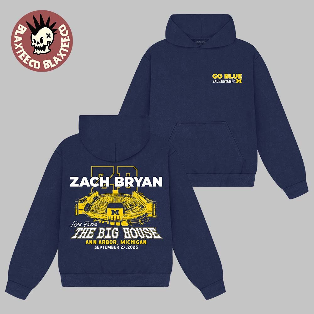 Zach Bryan x Michigan Wolverines Live From The Big House Ann Arbor Michigan On September 27 2025 Go Blue Navy Hoodie - T-Shirt, Sweatshirt, Hoodie