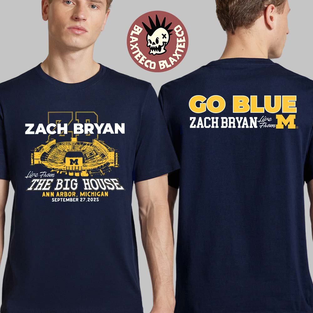 Zach Bryan x Michigan Wolverines Live From The Big House Ann Arbor Michigan On September 27 2025 Go Blue Two Sided Navy T-Shirt - T-Shirt, Sweatshirt, Hoodie