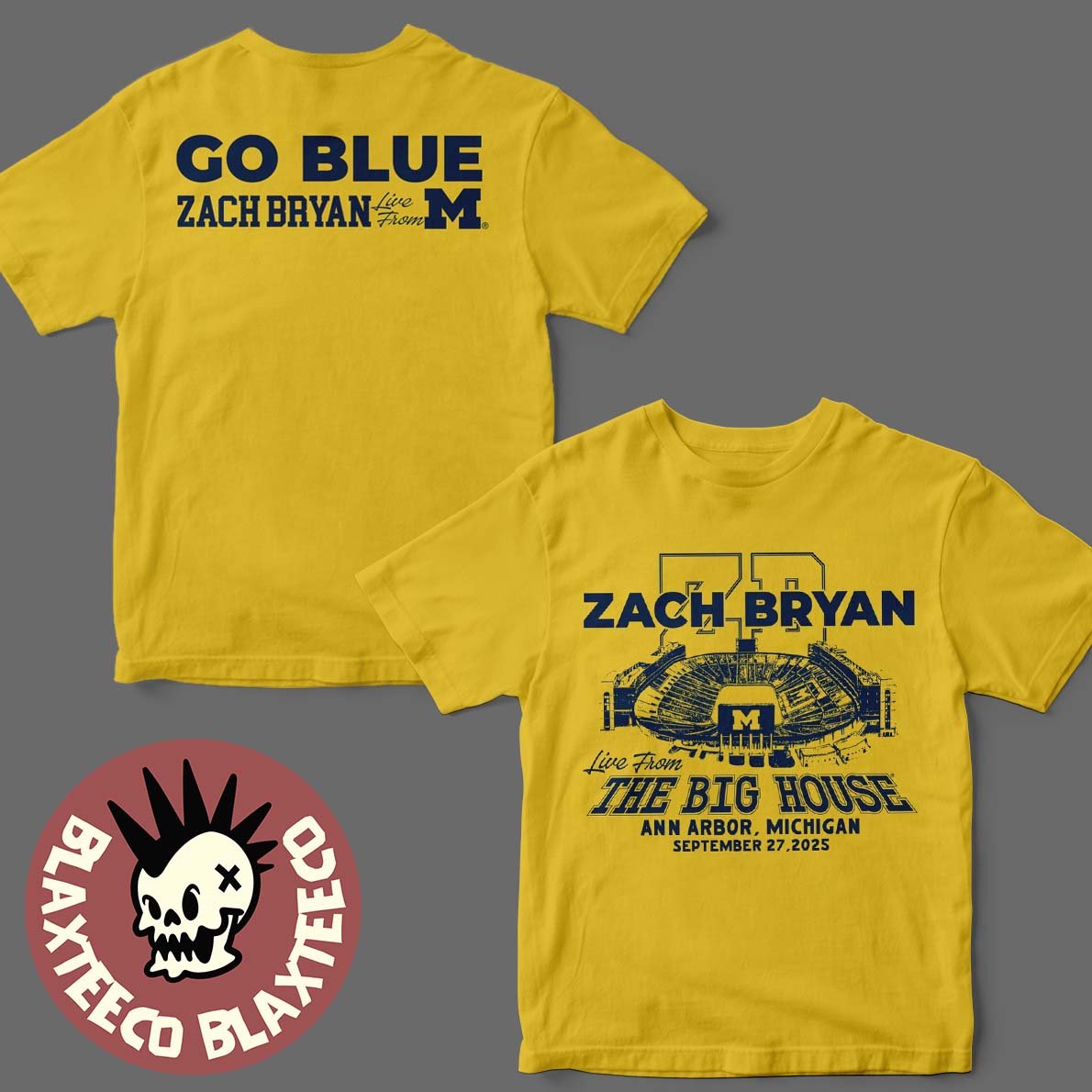 Zach Bryan x Michigan Wolverines Live From The Big House Ann Arbor Michigan On September 27 2025 Go Blue Yellow Golden T-Shirt - T-Shirt, Sweatshirt, Hoodie