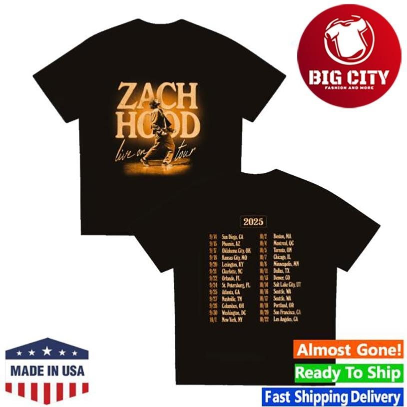 Zach Hood 2025 Tour Two Sided Shirt Unisex T-shirt, Sweatshirt, Hoodie, Long Sleeve Tee - T-Shirt, Sweatshirt, Hoodie