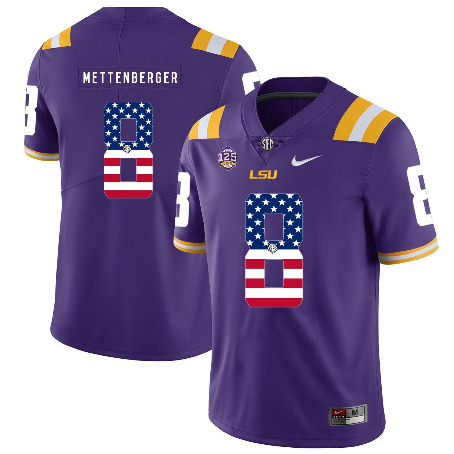 Zach Mettenberger 8 Purple College Football Jersey football jersey product view 1