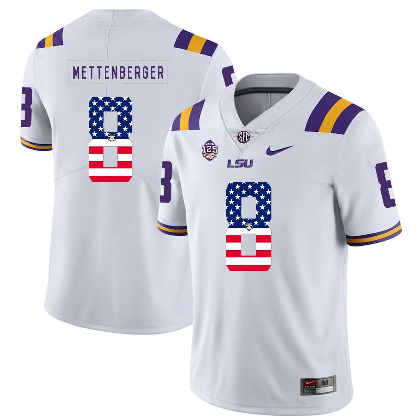 Zach Mettenberger 8 White College Football Jersey football jersey product view 1