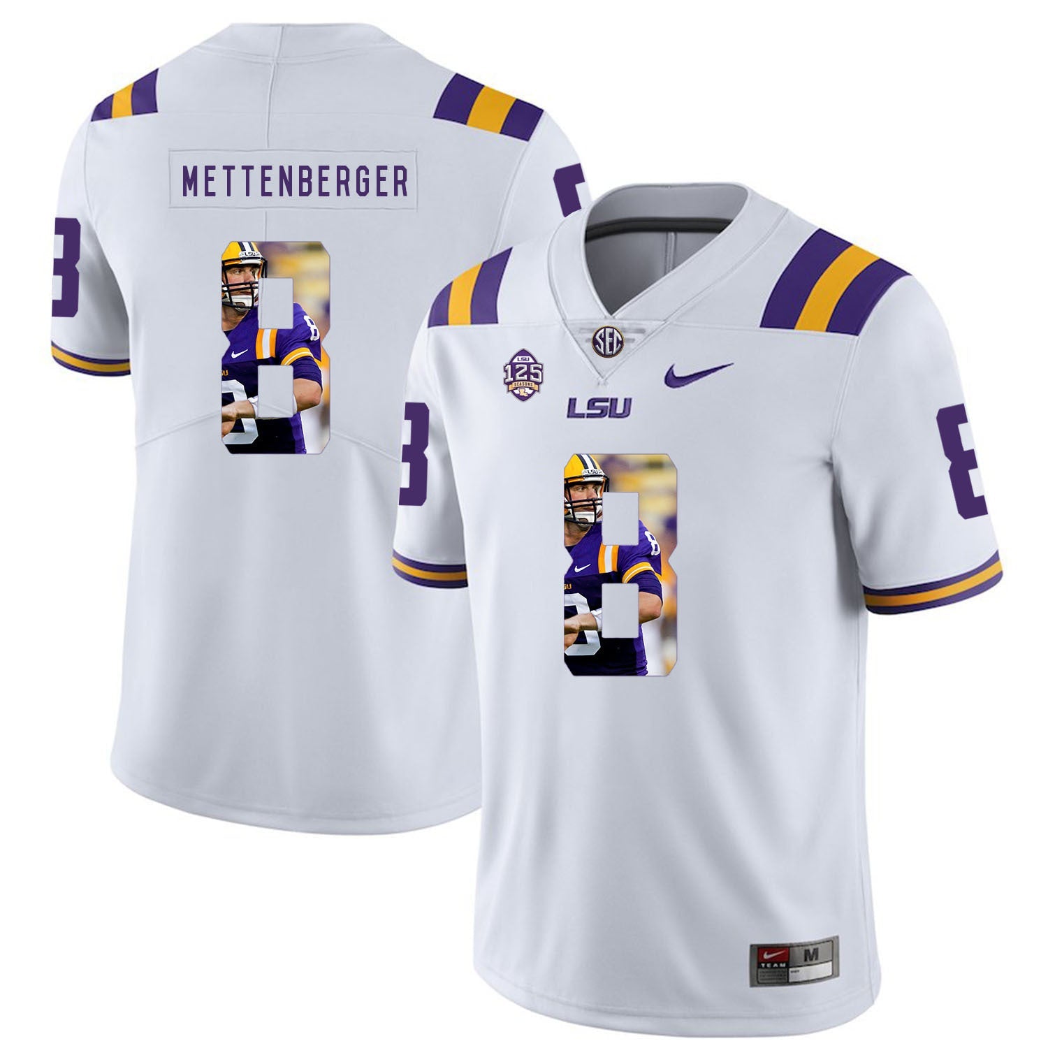Zach Mettenberger 8 White .1jpg College Football Jersey football jersey product view 1