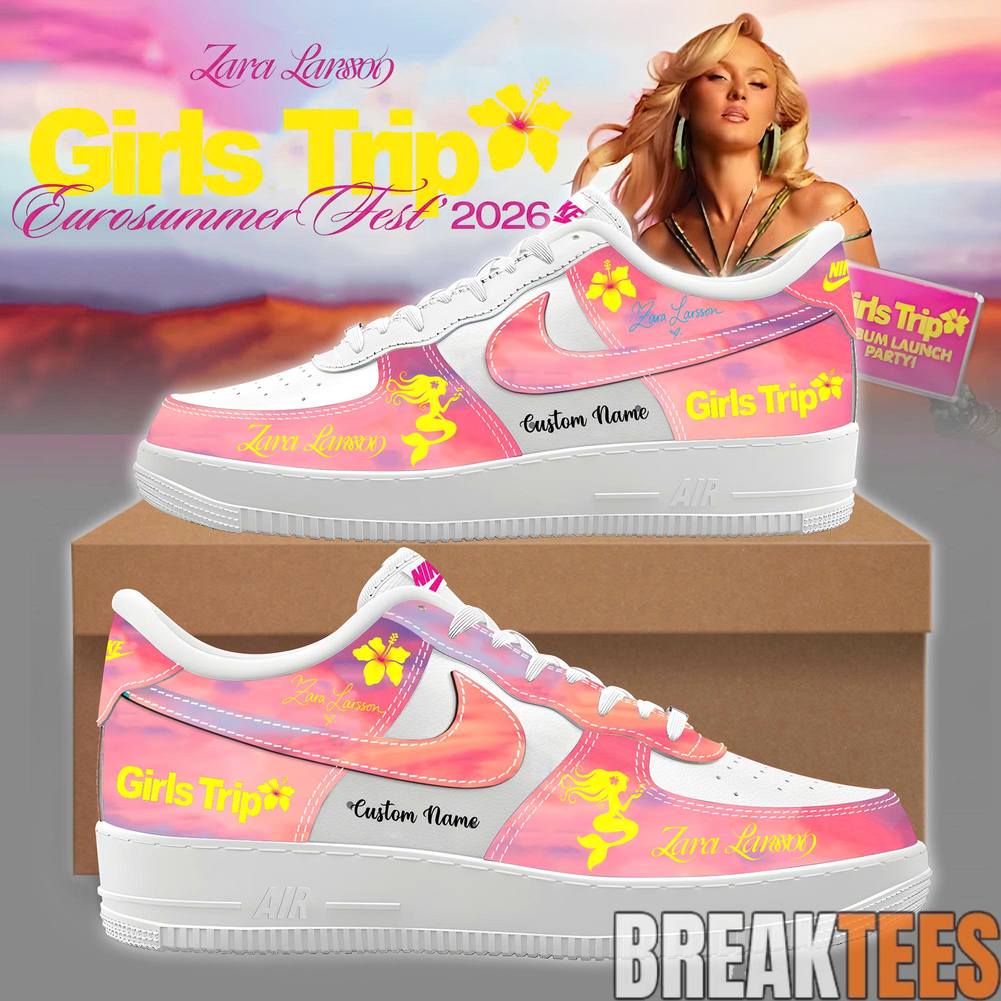 Zara Larsson Midnight Sun Girl Trip Tour 2026 Custom Air Force 1 Sneaker Unisex T-shirt, Sweatshirt, Hoodie, Long Sleeve Tee - T-Shirt, Sweatshirt, Hoodie
