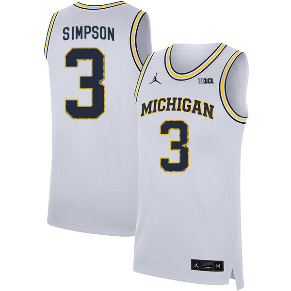 Zavier Simpson 3 White College Football Jersey football jersey product view 1