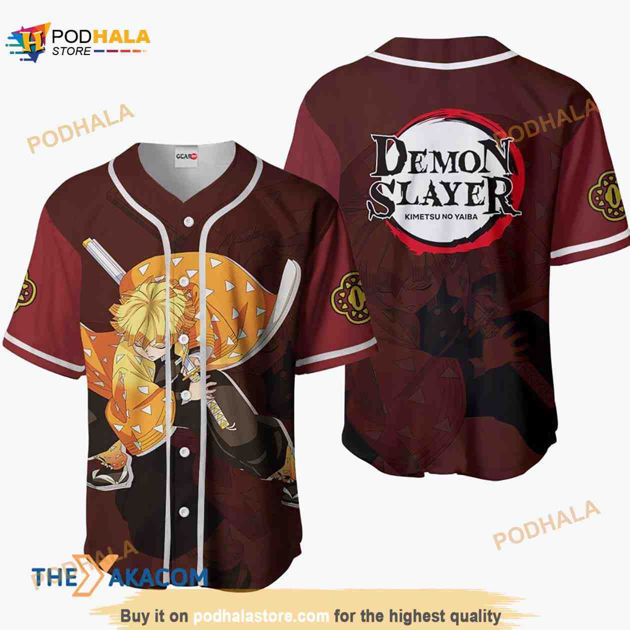 Zenitsu Kimetsu Anime 3D Baseball Jersey Shirt baseball jersey product view 1
