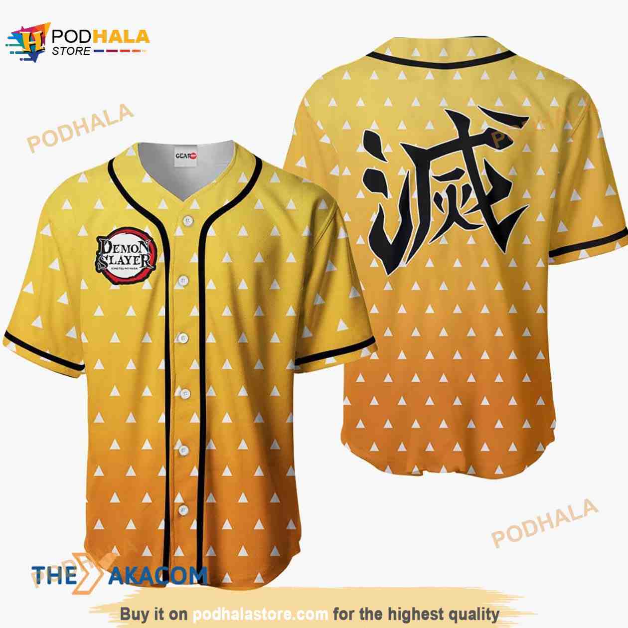 Zenitsu Kimetsu Anime Costume 3D Baseball Jersey Shirt baseball jersey product view 1