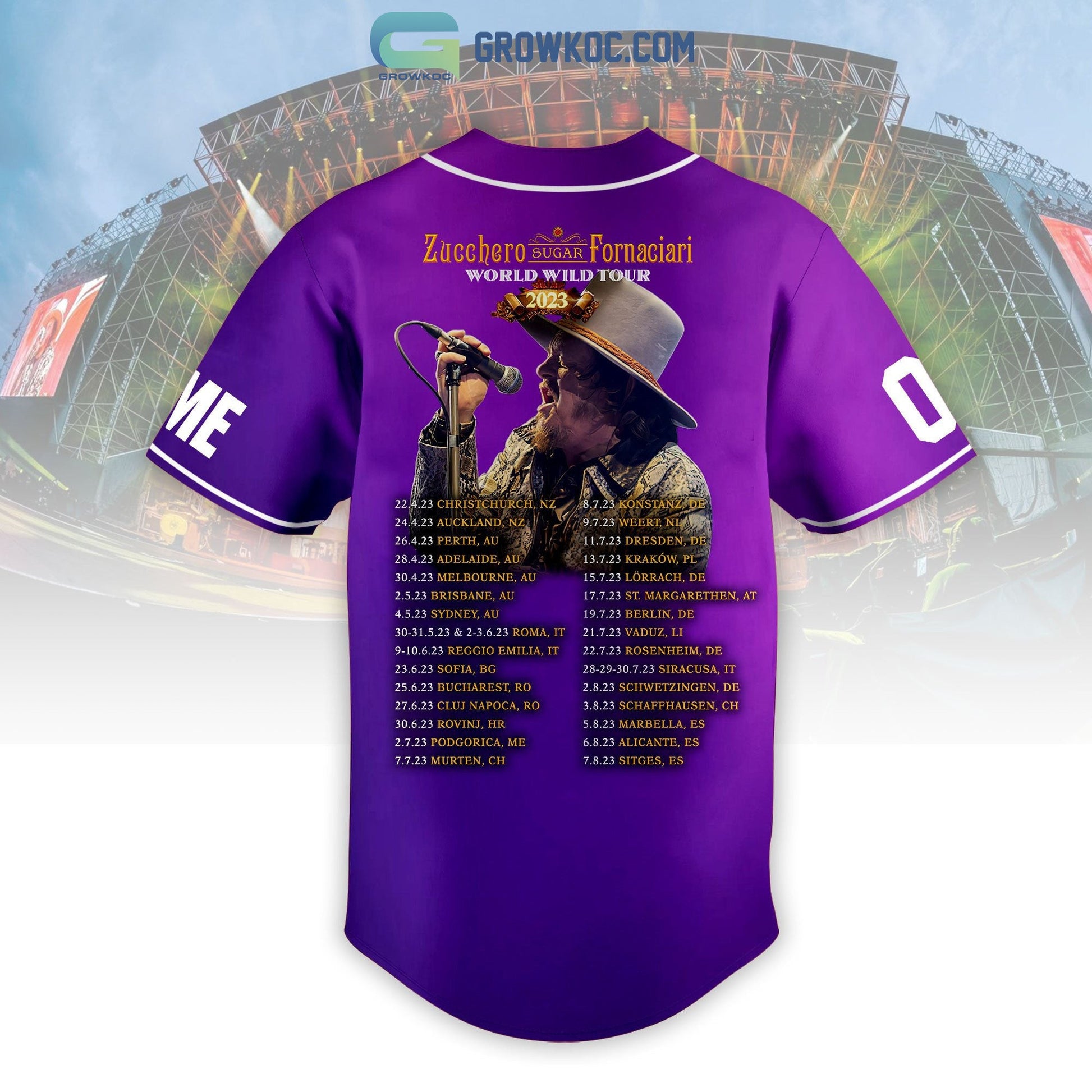Zucchero Sugar Fornaciari World Wild Tour 2023 Personalized Baseball Jersey baseball jersey product view 3
