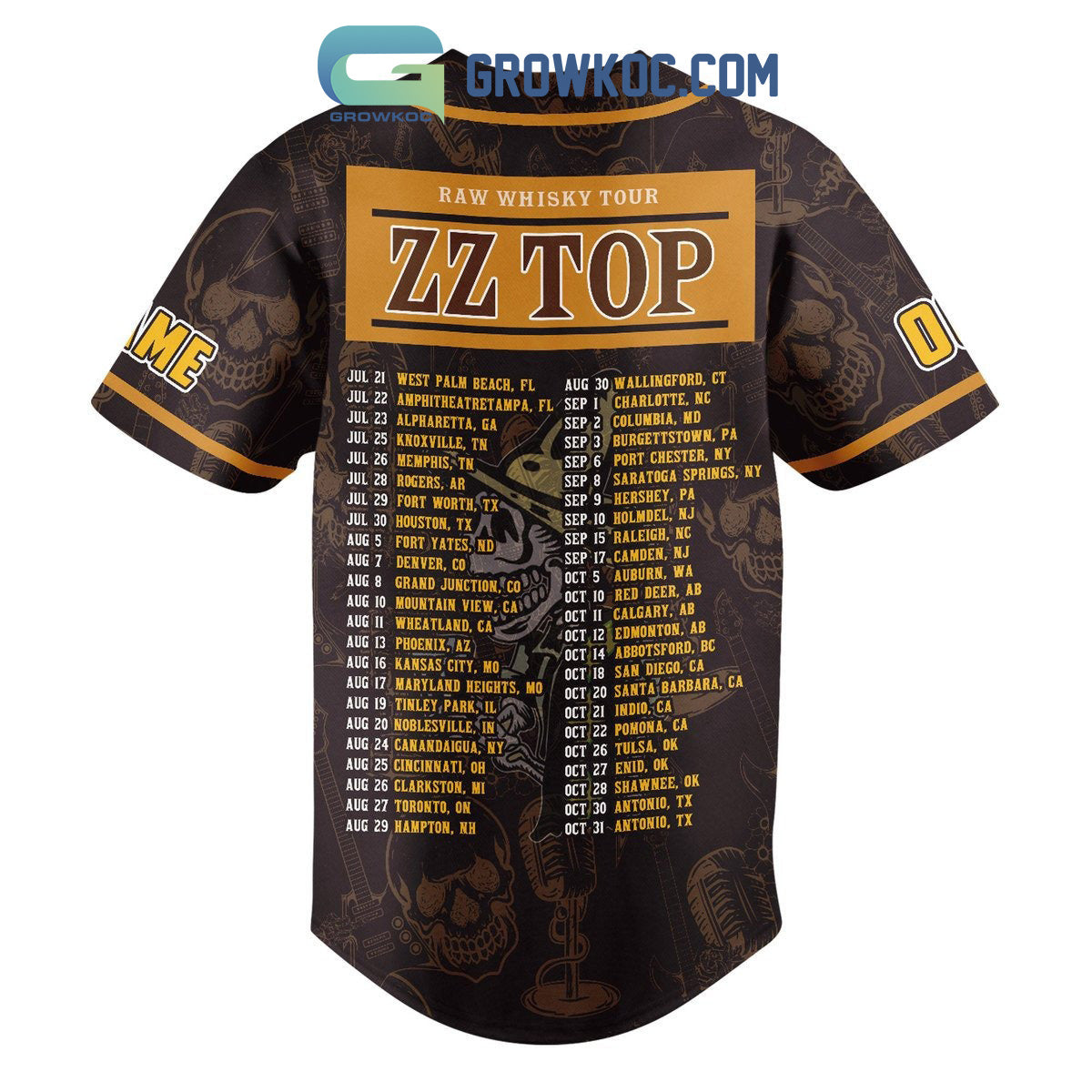 ZzTop Raw Whisky Tour Personalized Baseball Jersey baseball jersey product view 3