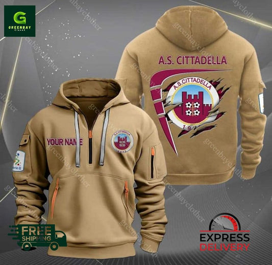 A.S. Cittadella 1973 Personalized Quarter Zip Hoodie Unisex T-shirt, Sweatshirt, Hoodie, Long Sleeve Tee - T-Shirt, Sweatshirt, Hoodie