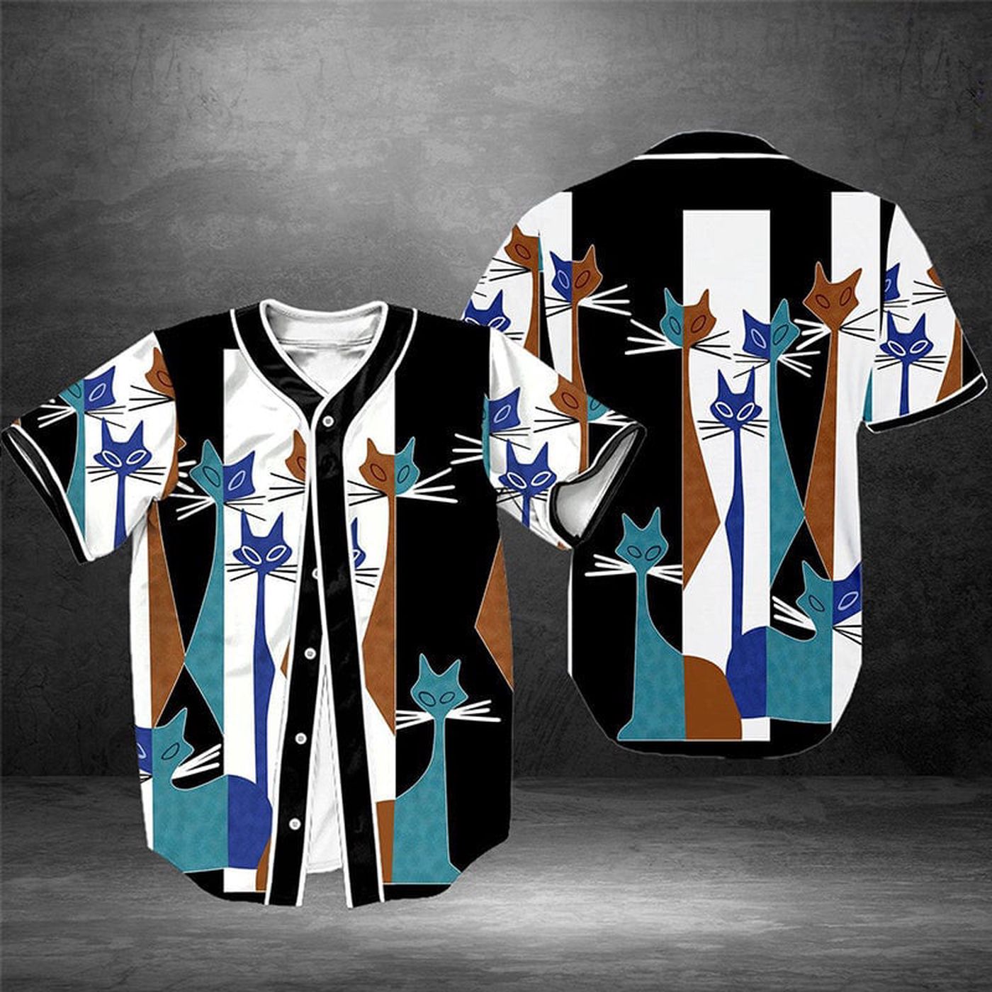 Abstract Cats Baseball Tee Jersey Shirt Printed 3d - Gift for Men Women - lylyprint.com baseball jersey product view 2