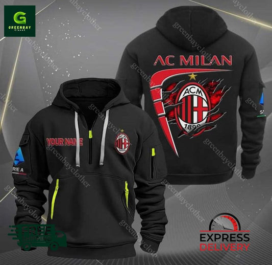 AC Milan Personalized Quarter Zip Hoodie Unisex T-shirt, Sweatshirt, Hoodie, Long Sleeve Tee - T-Shirt, Sweatshirt, Hoodie