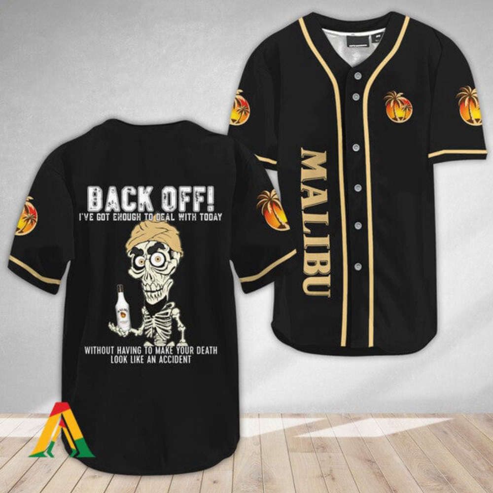 Achmed Back Off: Malibu Rum Baseball Jersey - Trendy & Stylish Design - Aopprinter baseball jersey product view 2