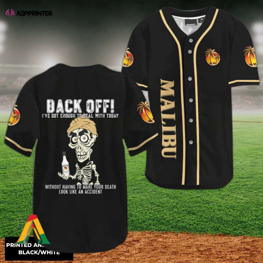 Achmed Back Off: Malibu Rum Baseball Jersey – Trendy & Stylish Design baseball jersey product view 1