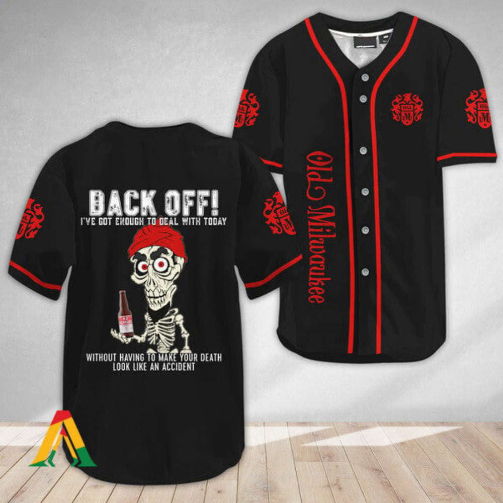 Achmed Back Off: Old Milwaukee Baseball Jersey - Stand Out in Style! - Aopprinter baseball jersey product view 2