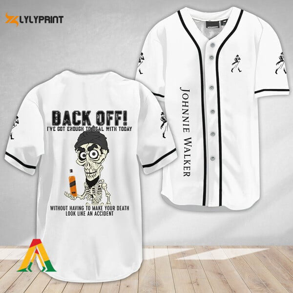 Achmed Back Off With Johnnie Walker Baseball Jersey - Gift for Men Women - lylyprint.com baseball jersey product view 1