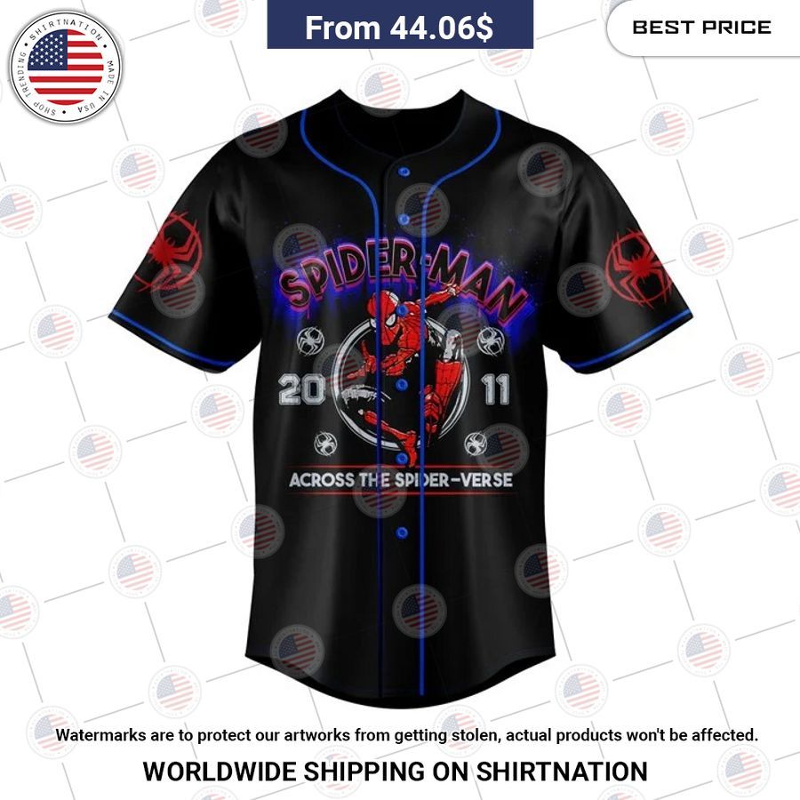 Across the spider verse Custom Baseball Jersey baseball jersey product view 1