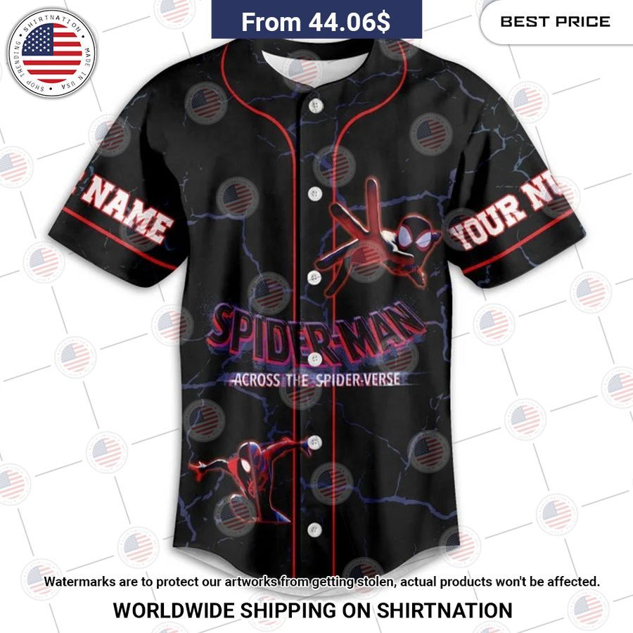 Across the spider verse Spiderman Custom Baseball Jersey baseball jersey product view 1