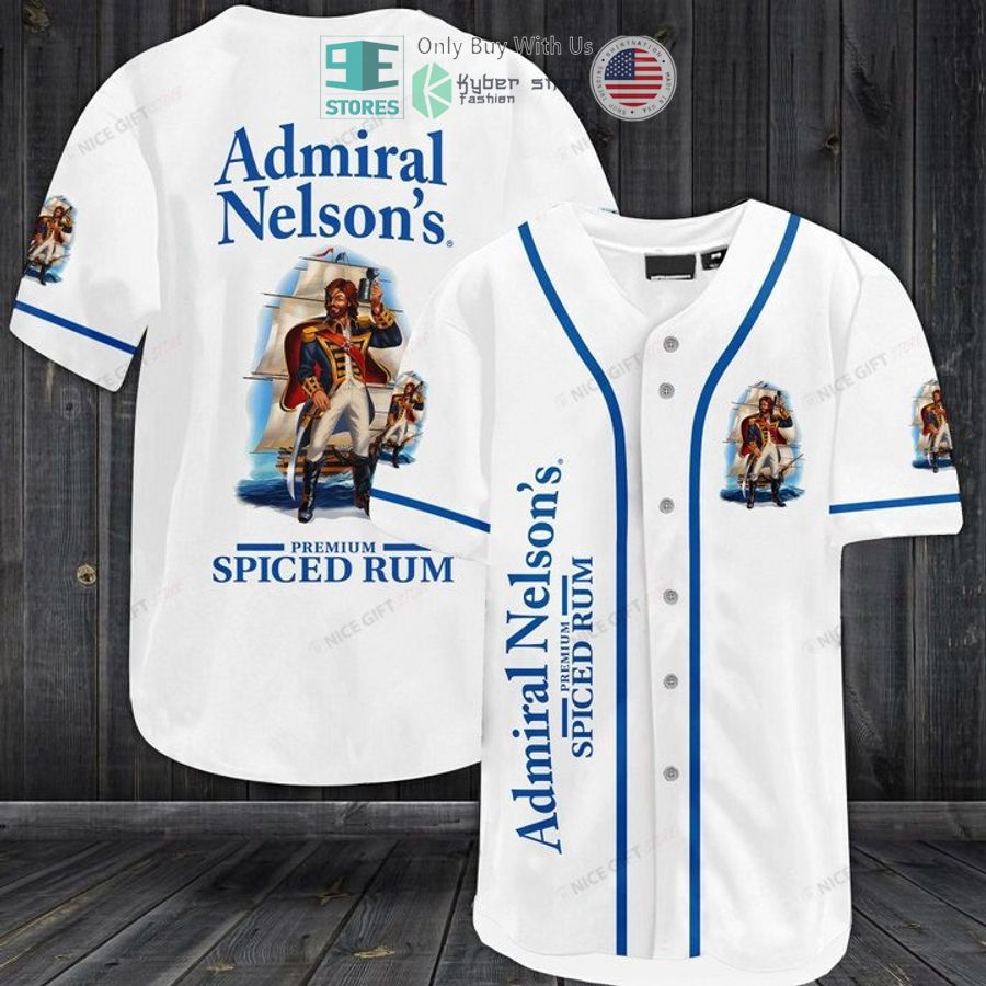 BEST Admiral Nelson's Spiced Rum white Baseball Jersey baseball jersey product view 1