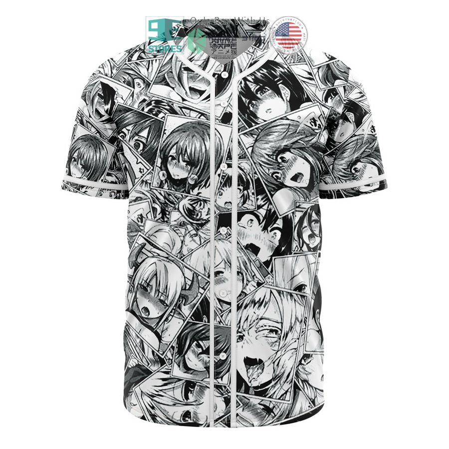BEST Ahegao Anime Collage Baseball Jersey baseball jersey product view 1