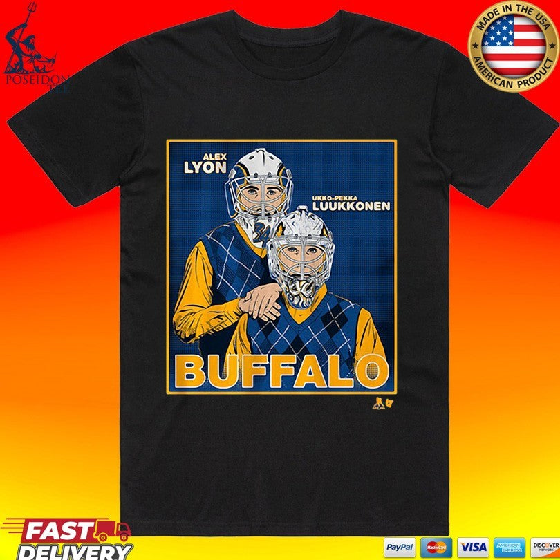 Alex Lyon & Ukko-pekka Luukkonen Buffalo Family Portrait T-shirt Unisex T-shirt, Sweatshirt, Hoodie, Long Sleeve Tee - T-Shirt, Sweatshirt, Hoodie