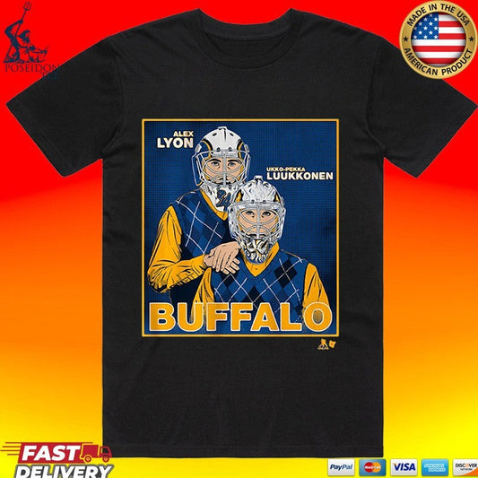 Alex Lyon & Ukko-pekka Luukkonen Buffalo Family Portrait T-shirt Unisex T-shirt, Sweatshirt, Hoodie, Long Sleeve Tee - T-Shirt, Sweatshirt, Hoodie